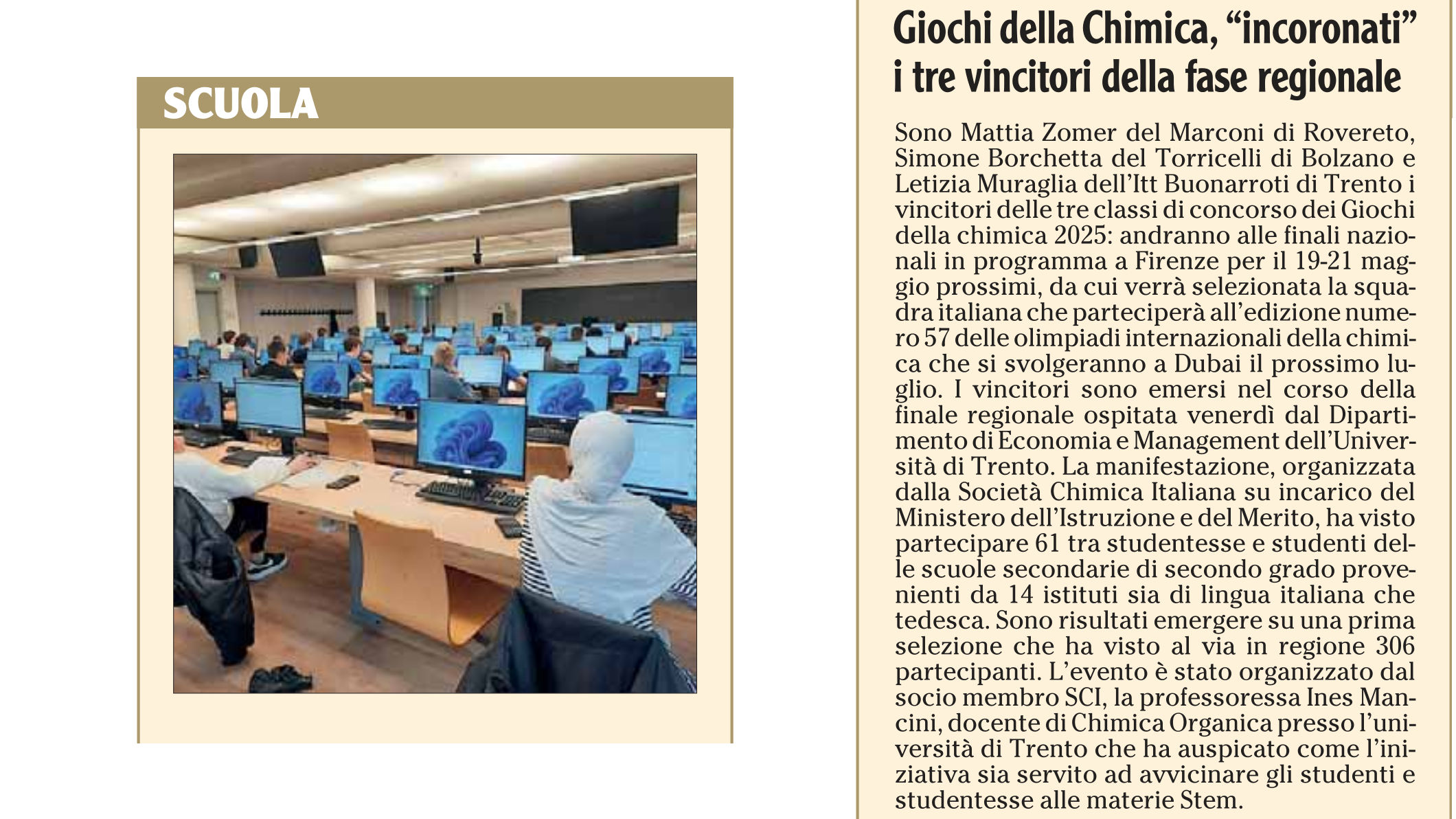 Giochi della Chimica, “incoronati” i tre vincitori della fase regionale